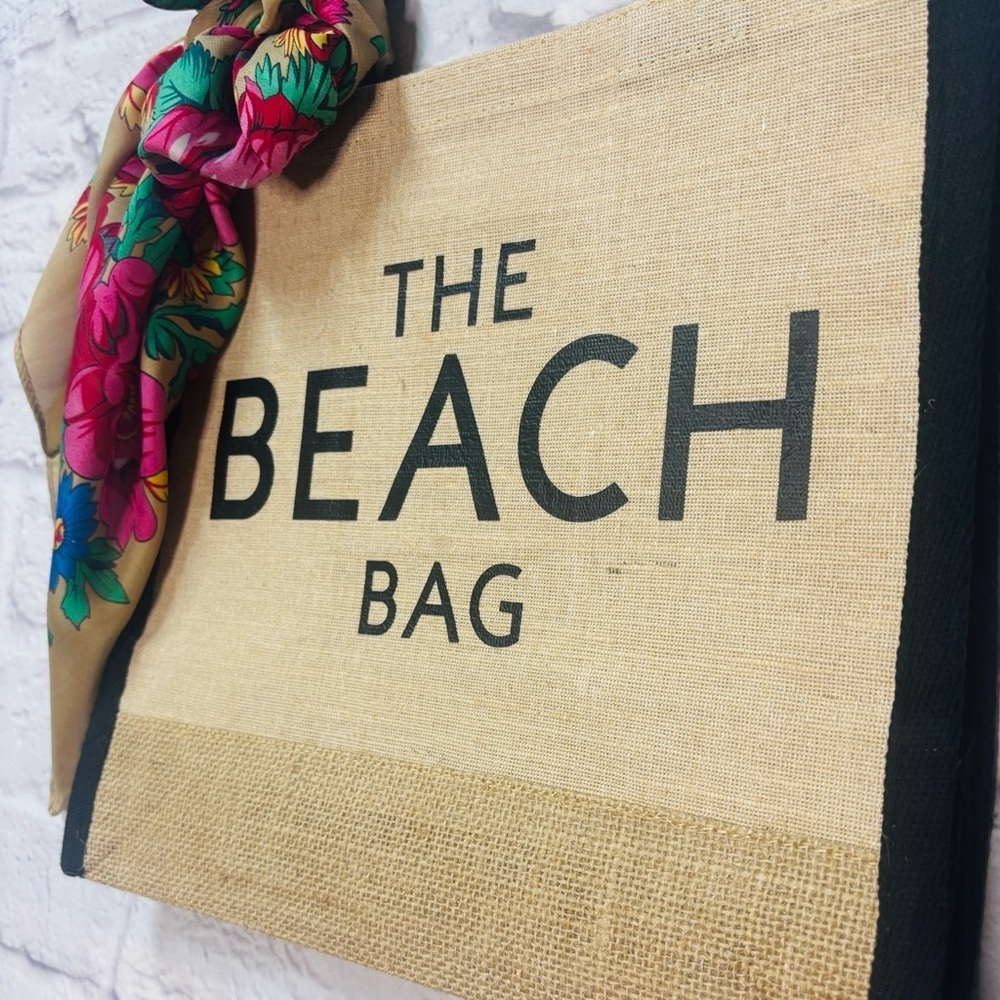 Jute Tote with Silk Scarf - Picture 2 of 5